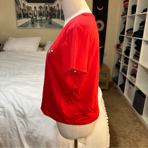 Tom & Jerry | Crewneck Cropped Short Sleeve Embroidered Patch Graphic Tee Shirt - Picture 2 of 11